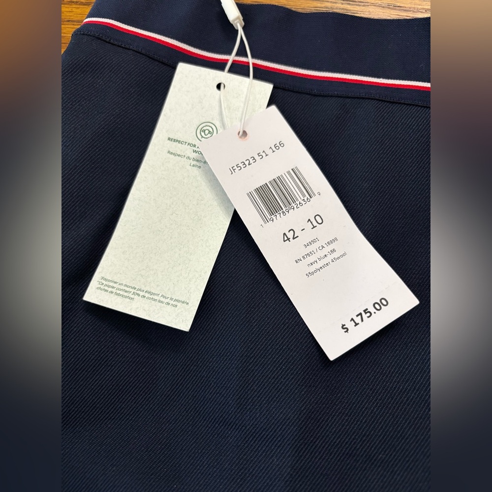 Lacoste Skirt Womens 10 Navy Blue Pleated Wool Blend Tennis Golf EU 42 Pockets - Picture 8 of 14